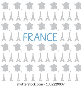 France map and Eiffel tower pattern- vector illustration