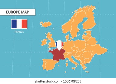 France Map Europe Icons Showing France Stock Vector (Royalty Free ...