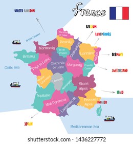 France map Europe vector EPS10 illustration.