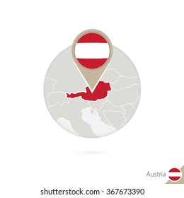 France map and flag in circle. Map of France, France flag pin. Map of France in the style of the globe. Vector Illustration.