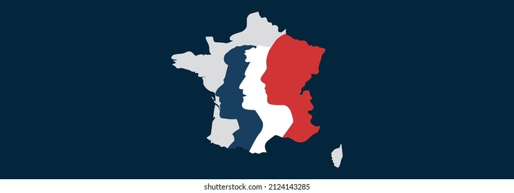 France map in flag colors.	