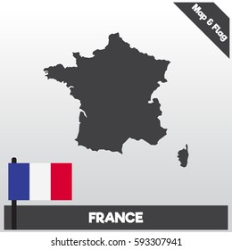 france map and flag complete eps.10