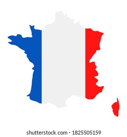 France Map Flag Fill Background - Vector illustration