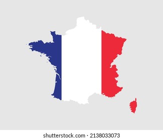 France Map Flag. Map of France with the French country banner. Vector Illustration.