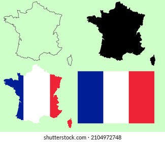 Juego de vectores de la bandera de mapa de Francia