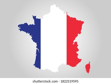 Mapa de Francia con bandera dentro. Concepto moderno de vectores de mapas con bandera