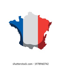 france map and flag isolated icon