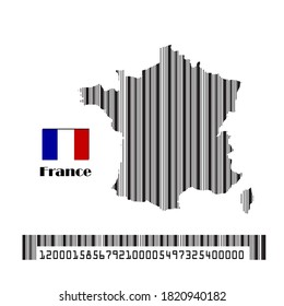 France map flag made bar code, vector illustration.