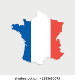 france map with flag on gray background