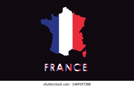 France map with flag Vector eps10