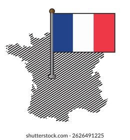 Mapa de Francia con bandera. Ilustración vectorial