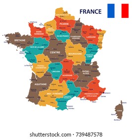 France map and flag - vector illustration