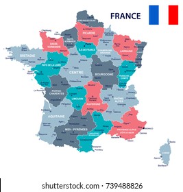 France map and flag - vector illustration