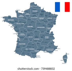 France map and flag - vector illustration