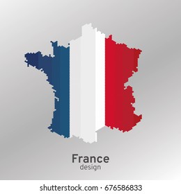  France map and flag. Vector pentagon illustration.