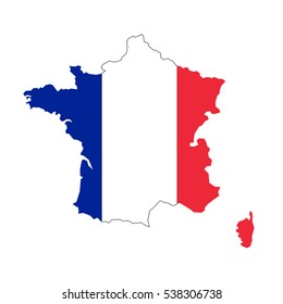 France map and flag in white background