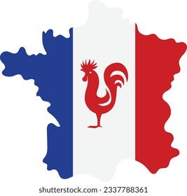 France Map Gallic Rooster Concept Vector color Icon Design, Bastille Day Symbol, National day of France Sign, French Revolution Stock illustration