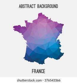 France map in geometric polygonal style.Abstract tessellation,modern design background. Vector illustration EPS8