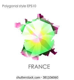 France map in geometric polygonal style.Abstract gems triangle,modern design background. Vector illustration EPS10