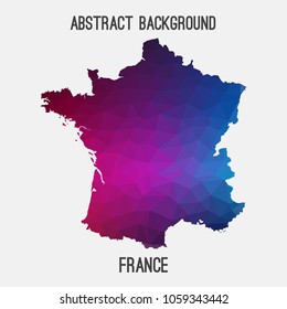 France map in geometric polygonal,mosaic style.Abstract tessellation,modern design background,low poly. Geometric cover, mockup. Vector illustration.