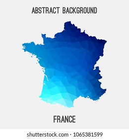 France map in geometric polygonal,mosaic style.Abstract tessellation,modern design background,low poly. Geometric cover, mockup. Vector illustration.