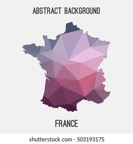 France map in geometric polygonal,mosaic style.Abstract tessellation,modern design background,low poly. Vector illustration.