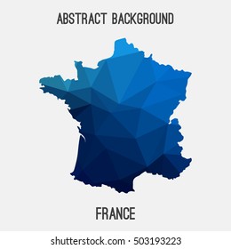 France map in geometric polygonal,mosaic style.Abstract tessellation,modern design background,low poly. Vector illustration.