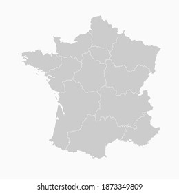 France Map Gray Color. Geographic Isolated Gray Vector Country Border Map Of France. Vector Illustration