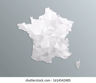 France map gray in polygonal style on dark background. isolated vector illustration eps 10.