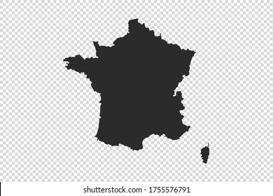 Mapa de Francia con tono gris en   fondo png o transparente,ilustración,texturizado , Símbolos de Francia,ilustración vectorial