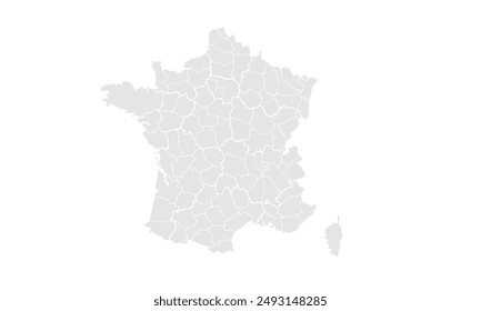 France map with Grayscale,isolated on white background for website layouts,background,education, precise,customizable,Travel worldwide,map silhouette backdrop,earth geography, political.