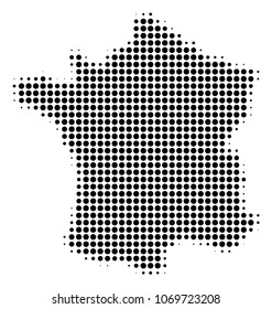 France Map halftone vector icon. Illustration style is dotted iconic France Map icon symbol on a white background. Halftone matrix is circle spots.