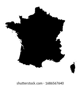 france map icon. black silhouette simple style isolated vector geographic template. map of france with corsica