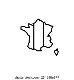 France map icon. Simple map of France icon with French flag stripes for social media, app, and web design. Vector illustration.