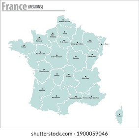 France map illustration vector detailed France map with region names