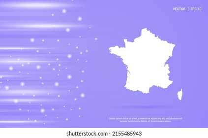 Mapa de Francia aislado en un fondo morado. Ilustración vectorial.