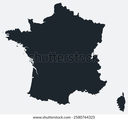 France map. Just a simple border map. Shape of the country. Flat blank France outline. Vector boundary illustration.