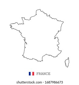 France Map Line, Linear Thin Vector. Simple Flag.