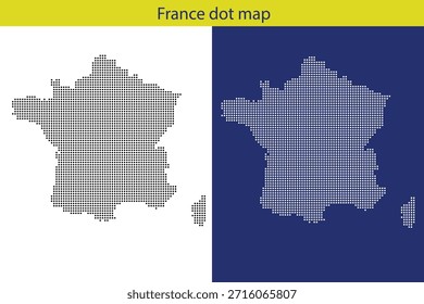 France map made of dots on white and blue backgrounds