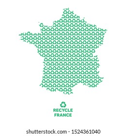 France map made from recycling symbol. Environmental concept