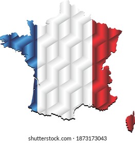 France Map from many cubes - Illustration, 
Three Dimensional Map of France