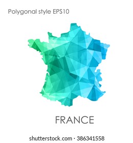 France map multicolor geometric polygonal design.
