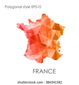 France map multicolor geometric polygonal design.