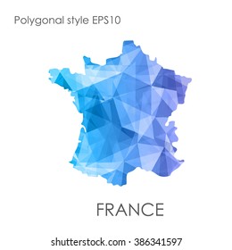 France map multicolor geometric polygonal design.