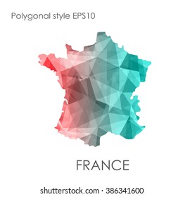 France map multicolor geometric polygonal design.