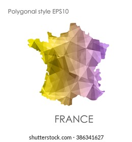 France map multicolor geometric polygonal design.