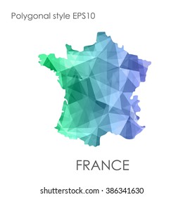 France map multicolor geometric polygonal design.