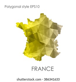 France map multicolor geometric polygonal design.