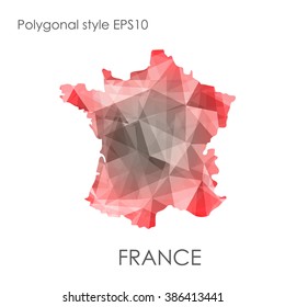 France map multicolor geometric polygonal design.