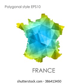 France map multicolor geometric polygonal design.